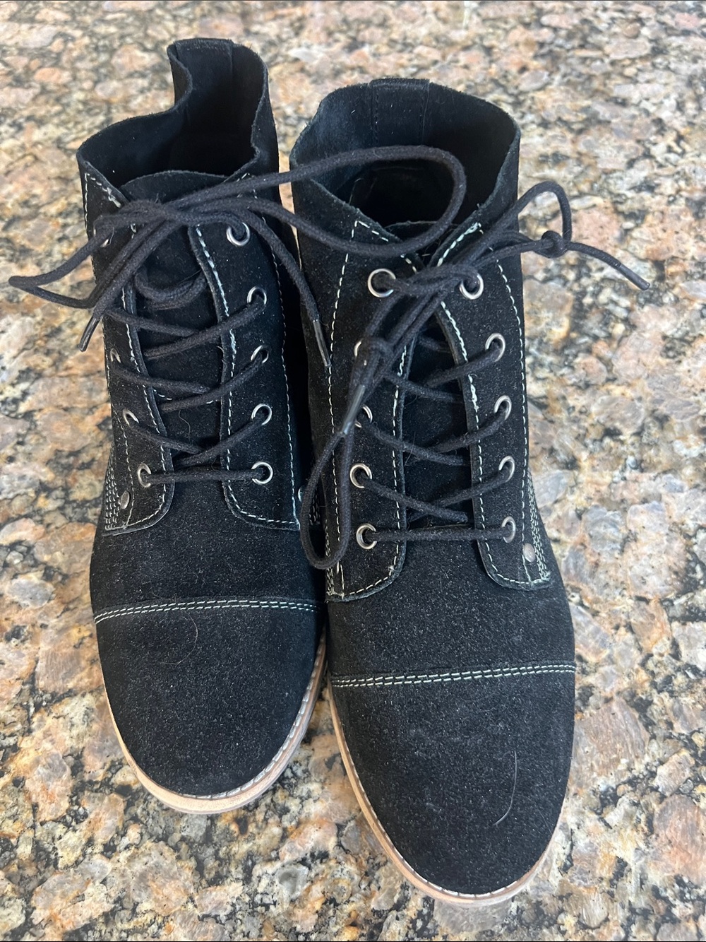 Diba Black Suede Lace-Up Ankle Booties
